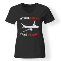 Thumbnail for Let Your Dreams Take Flight Designed V-Neck T-Shirts