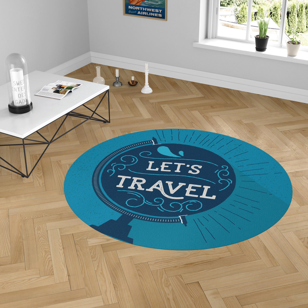 Let's Travel Designed Carpet & Floor Mats (Round)