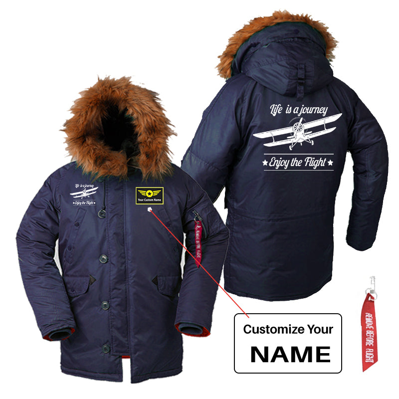 Life is a journey Enjoy the Flight Designed Parka Bomber Jackets