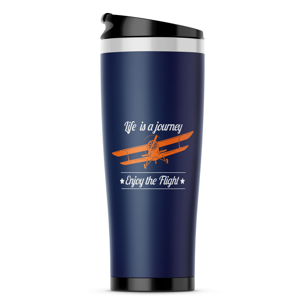 Life is a journey Enjoy the Flight Designed Travel Mugs