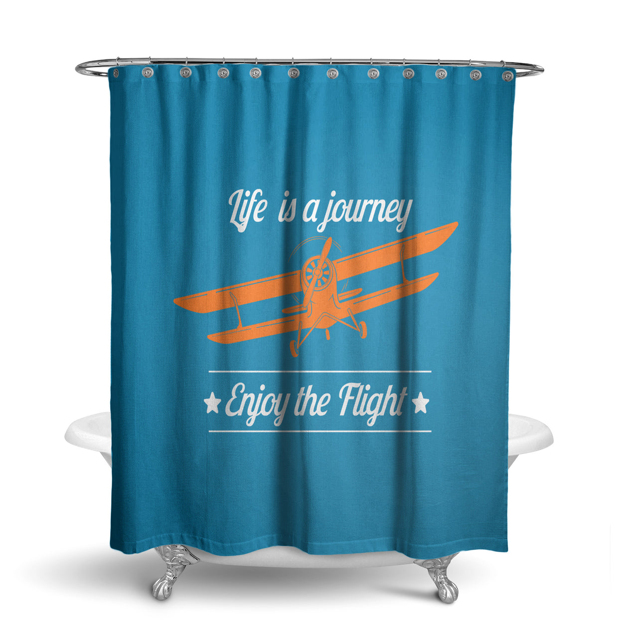 Life is a journey Enjoy the Flight Designed Shower Curtains