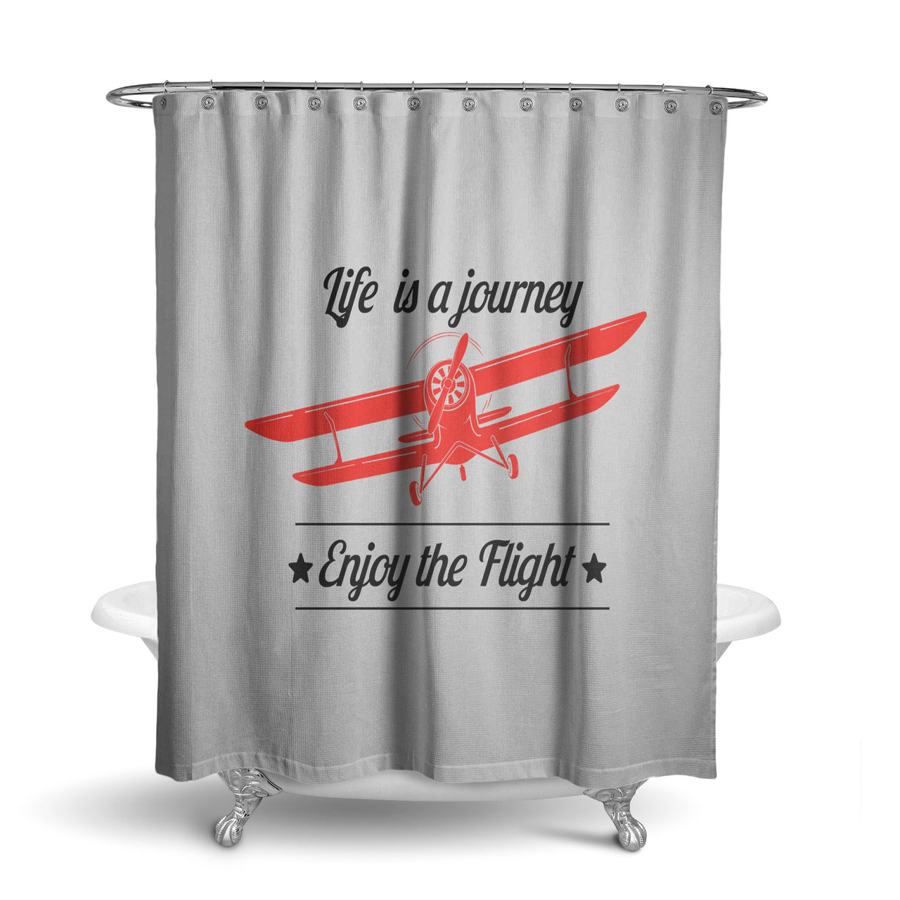 Life is a journey Enjoy the Flight Designed Shower Curtains