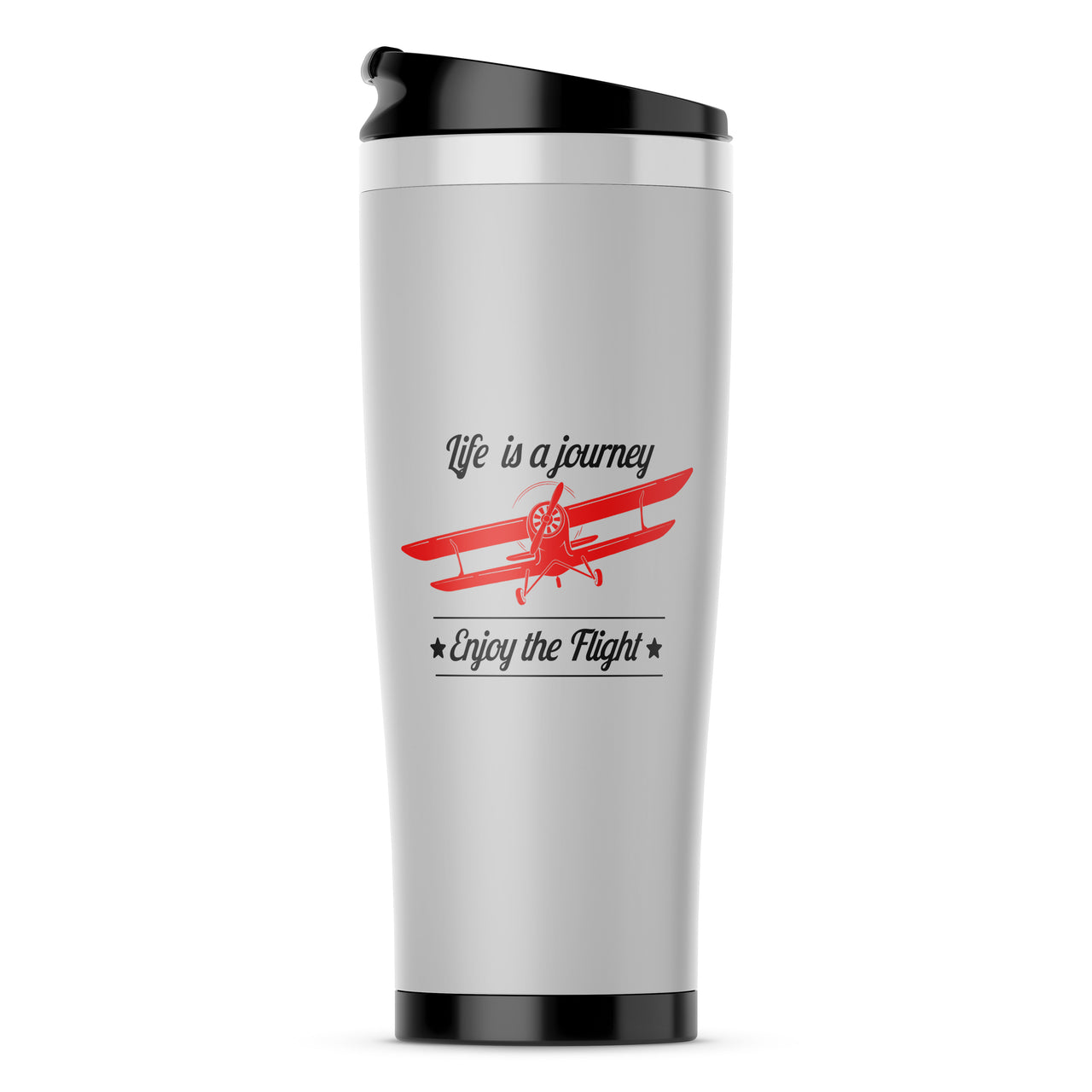 Life is a journey Enjoy the Flight Designed Travel Mugs