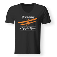 Thumbnail for Life is a journey Enjoy the Flight Designed V-Neck T-Shirts