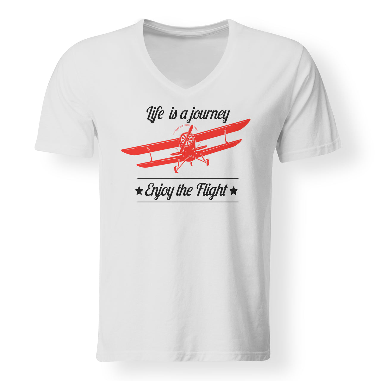 Life is a journey Enjoy the Flight Designed V-Neck T-Shirts