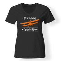 Thumbnail for Life is a journey Enjoy the Flight Designed V-Neck T-Shirts