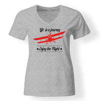 Thumbnail for Life is a journey Enjoy the Flight Designed V-Neck T-Shirts