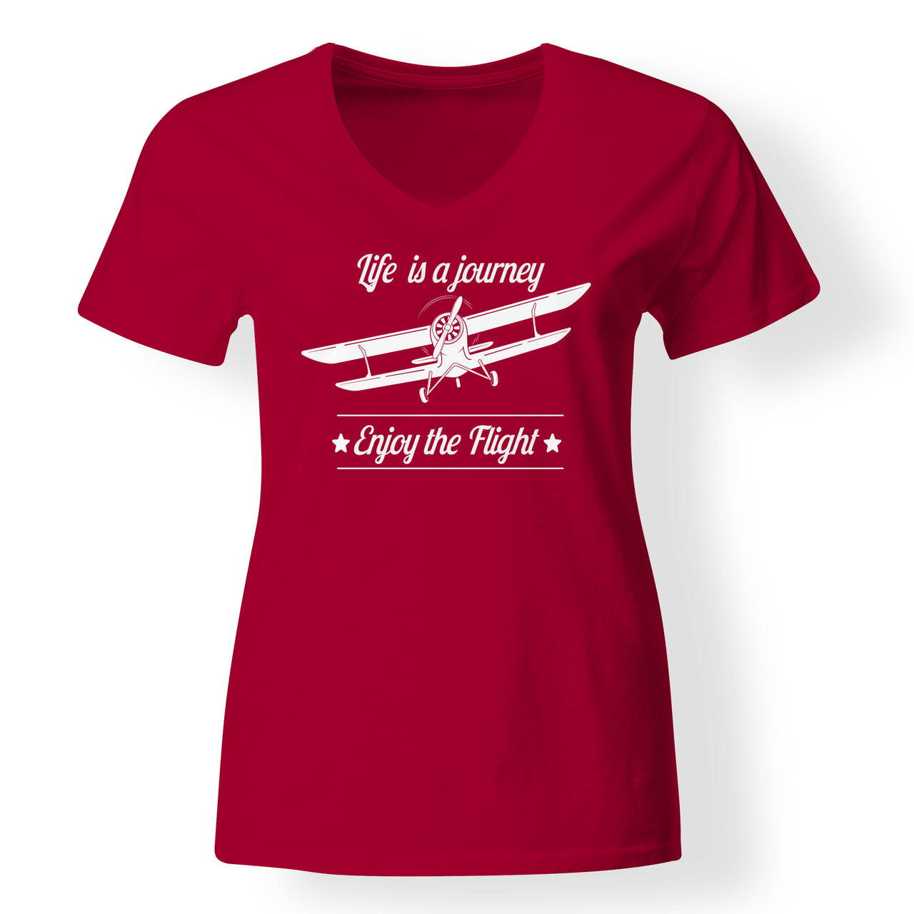 Life is a journey Enjoy the Flight Designed V-Neck T-Shirts