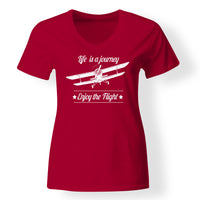 Thumbnail for Life is a journey Enjoy the Flight Designed V-Neck T-Shirts