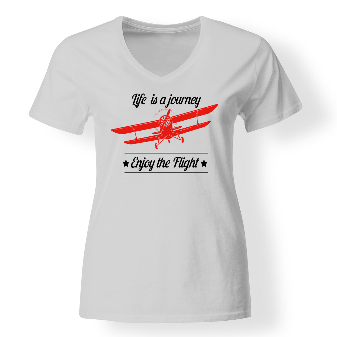 Life is a journey Enjoy the Flight Designed V-Neck T-Shirts