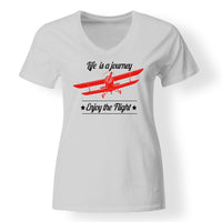 Thumbnail for Life is a journey Enjoy the Flight Designed V-Neck T-Shirts