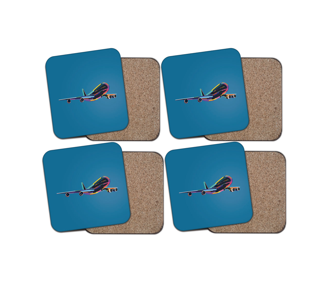 Multicolor Airplane Designed Coasters