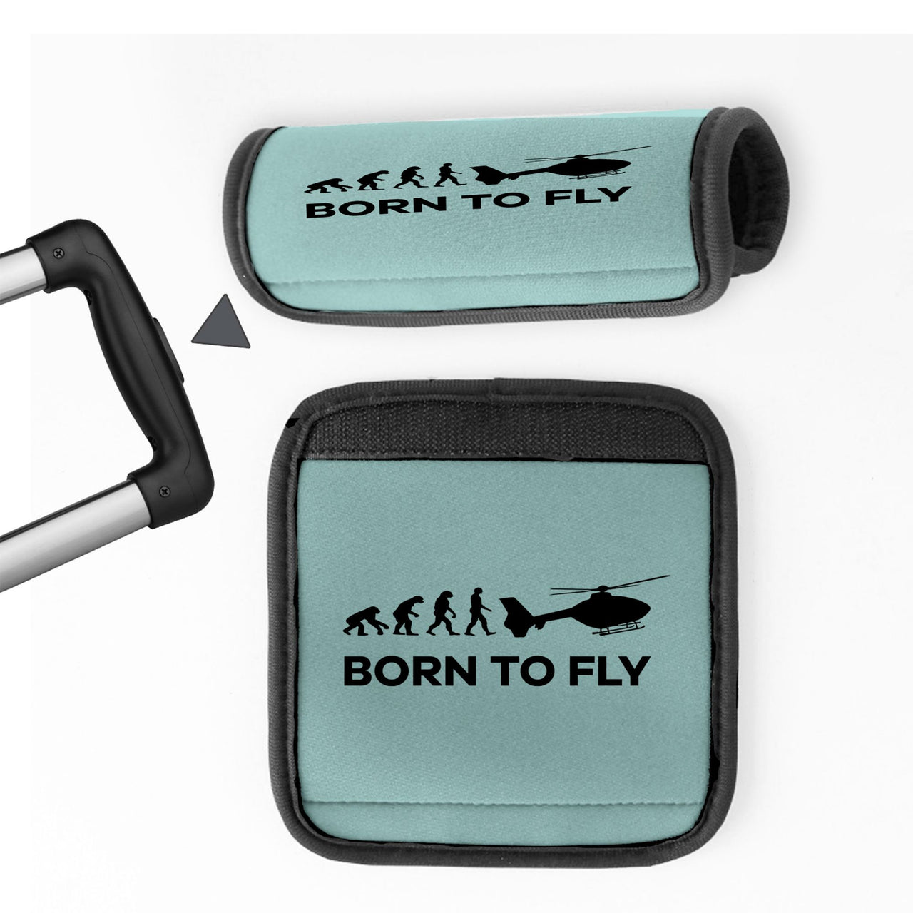 Born To Fly Helicopter Designed Neoprene Luggage Handle Covers
