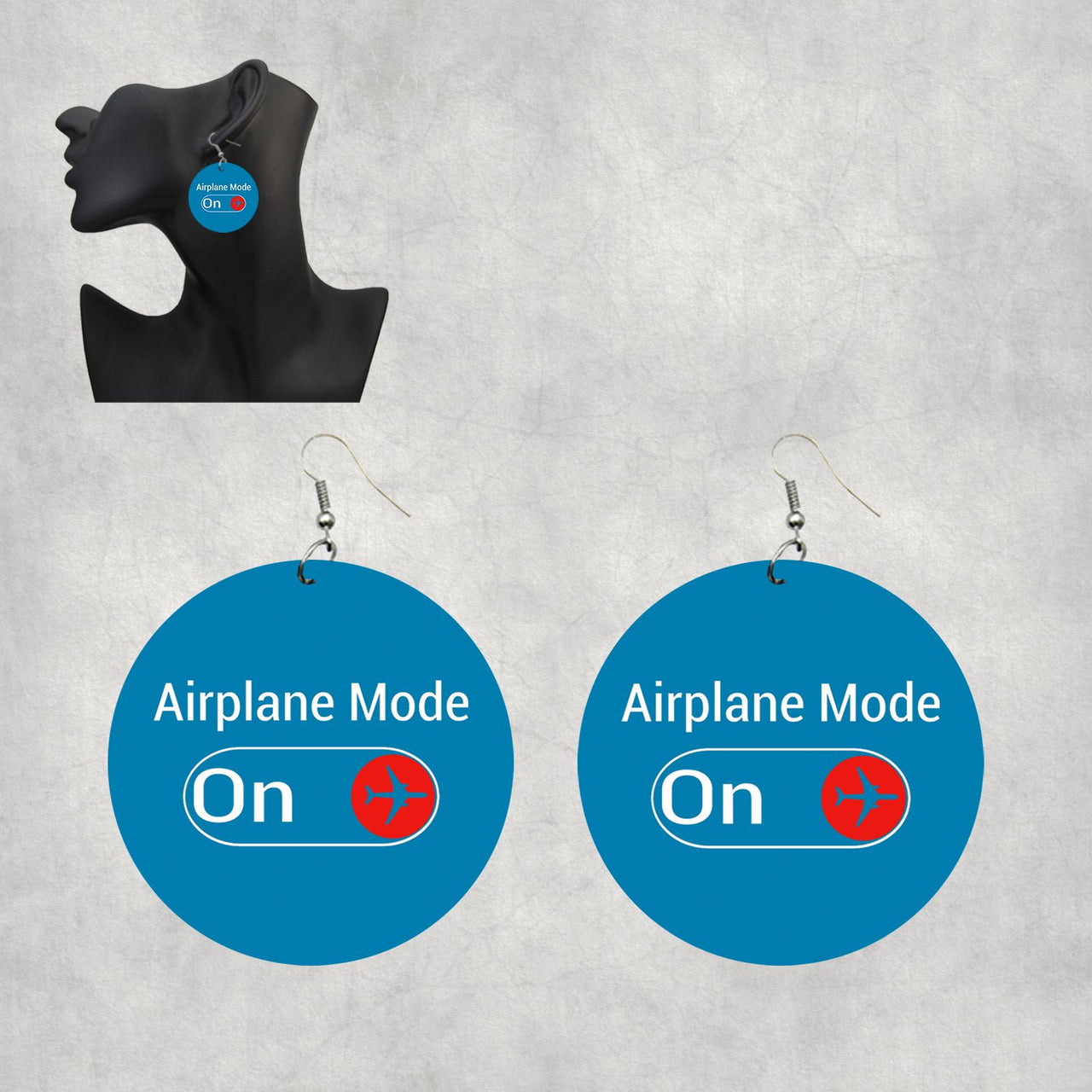 Airplane Mode On Designed Wooden Drop Earrings