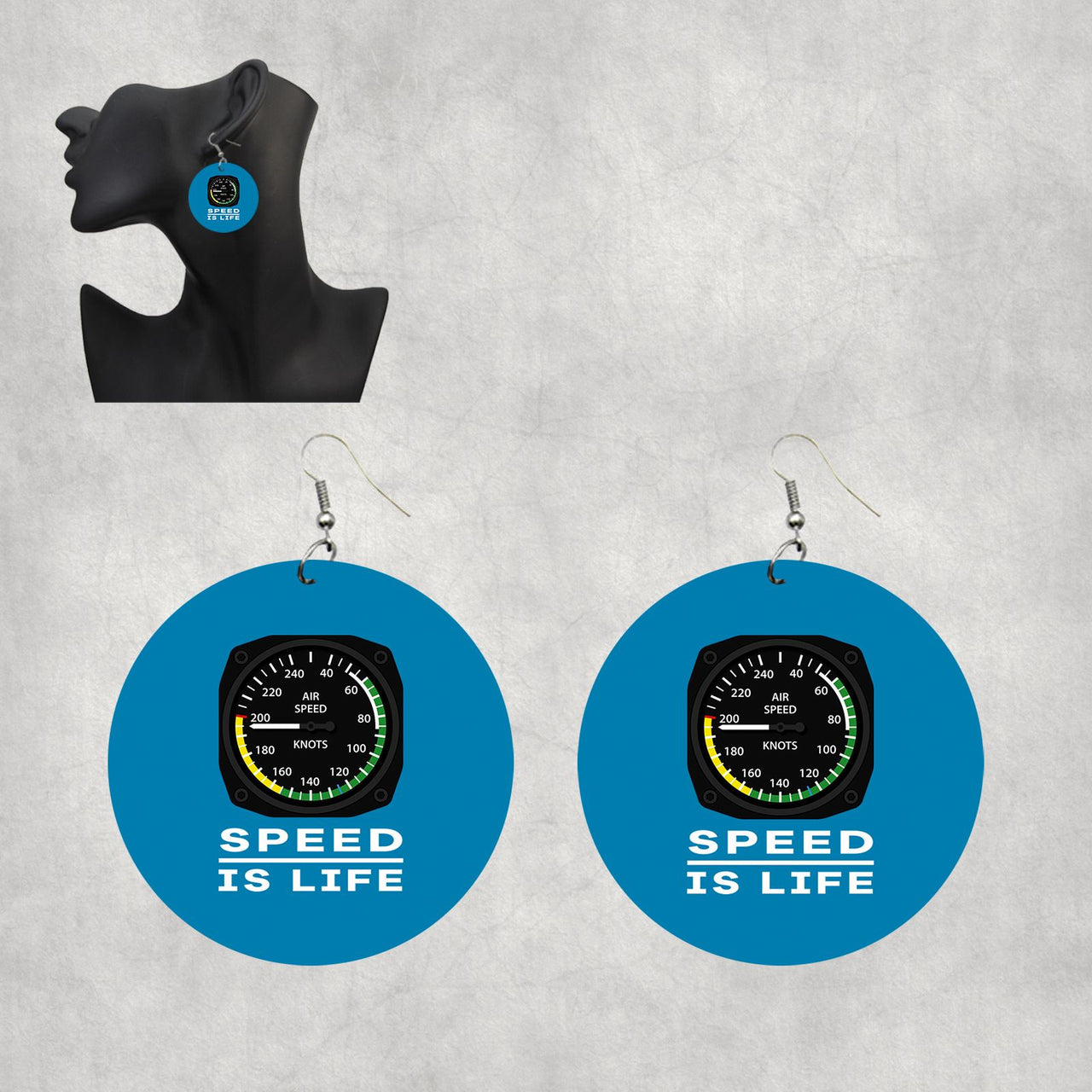 Speed Is Life Designed Wooden Drop Earrings