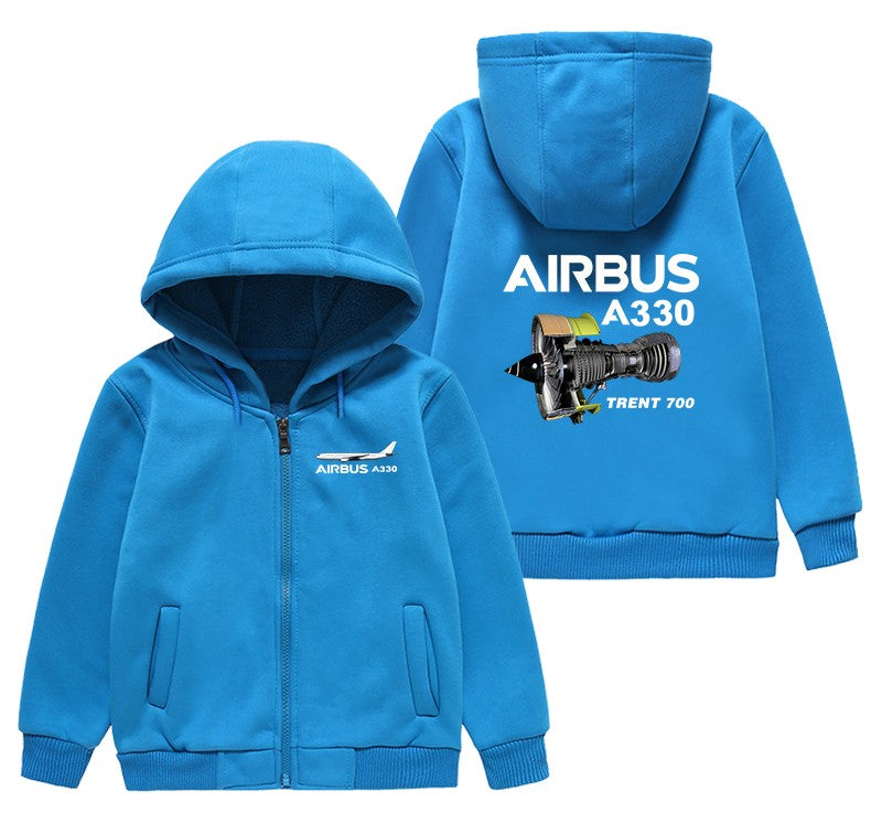 Airbus A330 & Trent 700 Engine Designed "CHILDREN" Zipped Hoodies