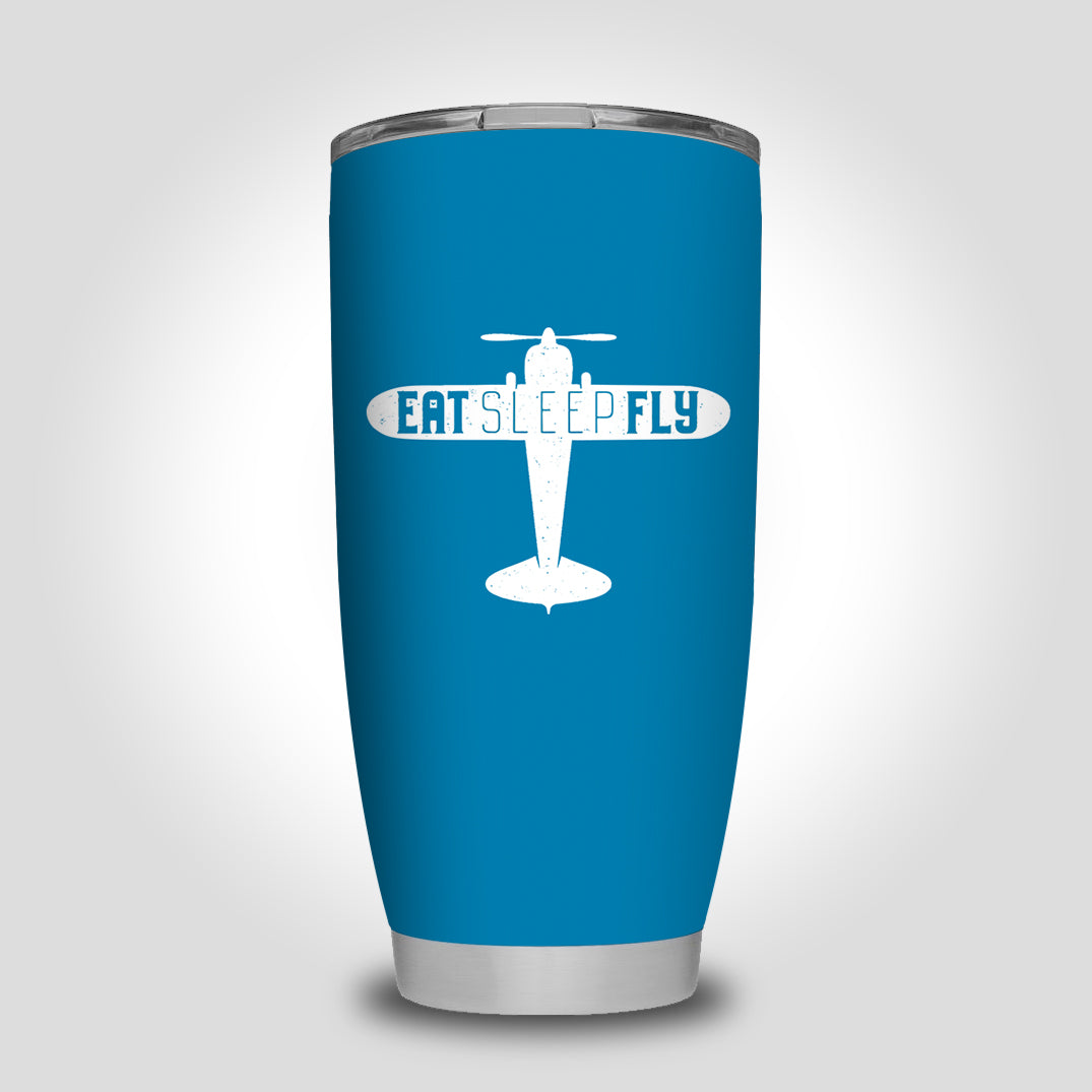 Eat Sleep Fly & Propeller Designed Tumbler Travel Mugs