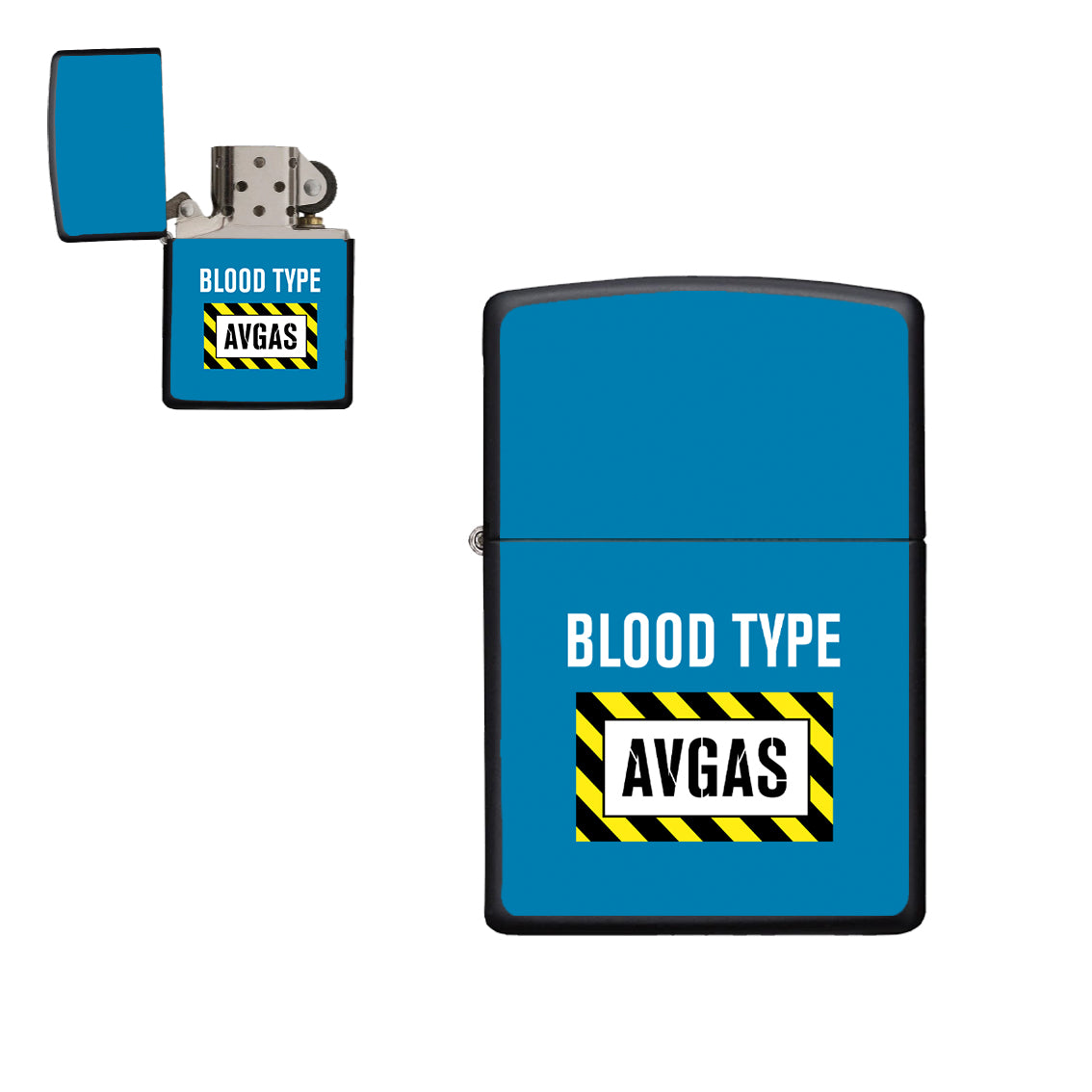 Blood Type AVGAS Designed Metal Lighters