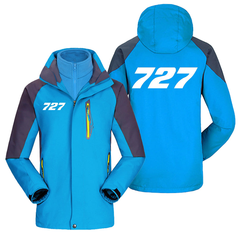 727 Flat Text Designed Thick Skiing Jackets