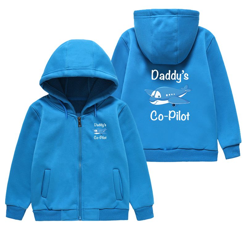 Daddy's Co-Pilot (Jet Airplane) Designed "CHILDREN" Zipped Hoodies