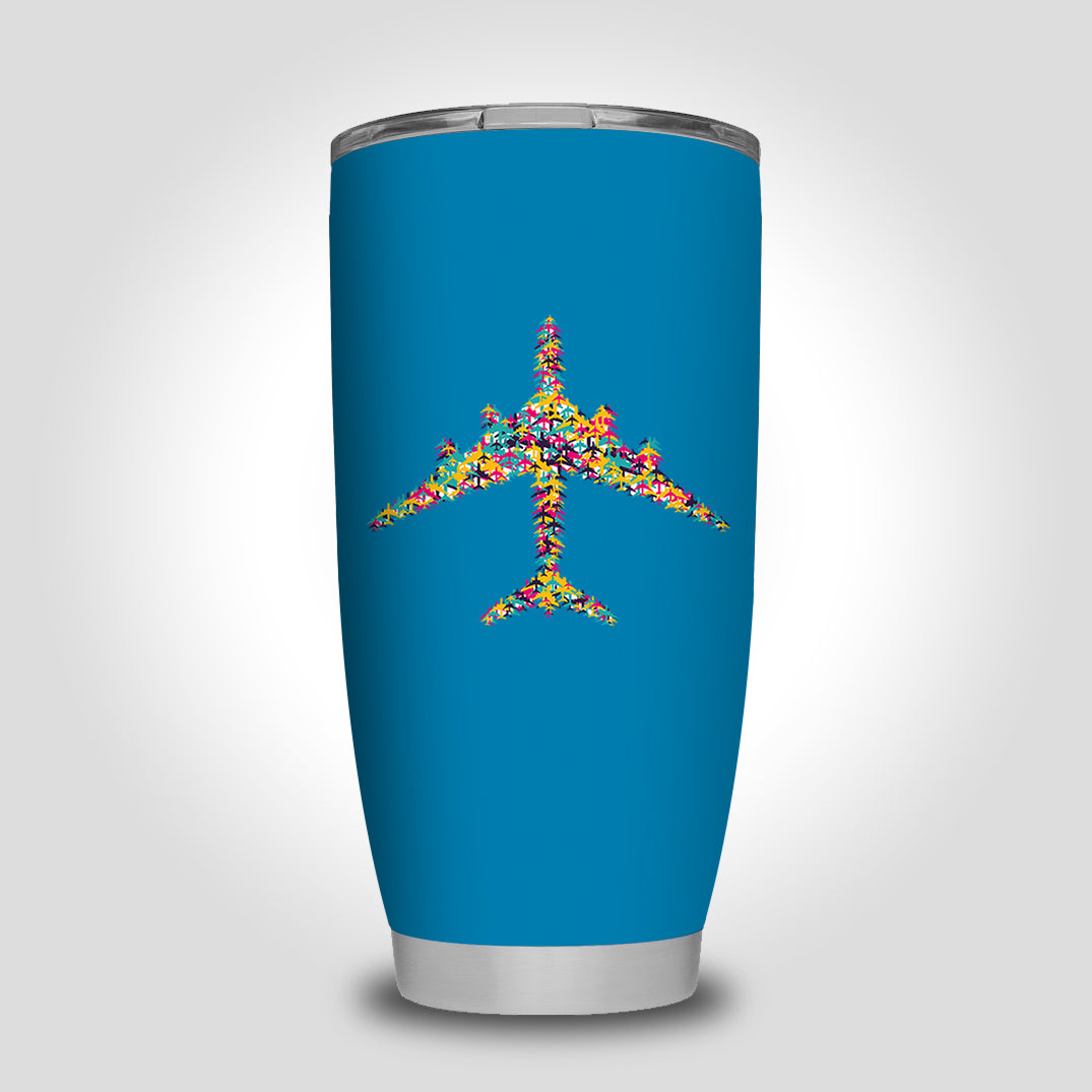 Colourful Airplane Designed Tumbler Travel Mugs