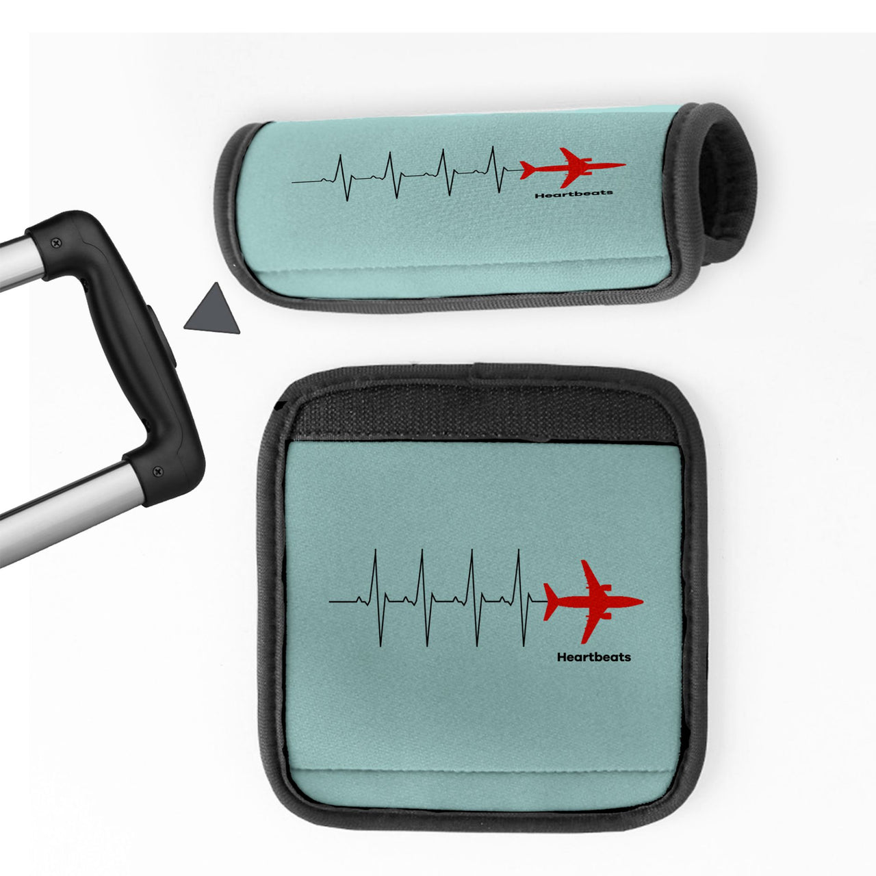Aviation Heartbeats Designed Neoprene Luggage Handle Covers
