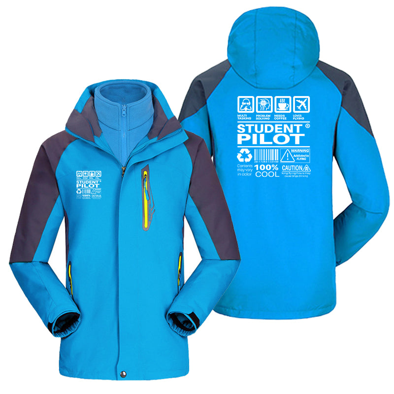 Student Pilot Label Designed Thick Skiing Jackets