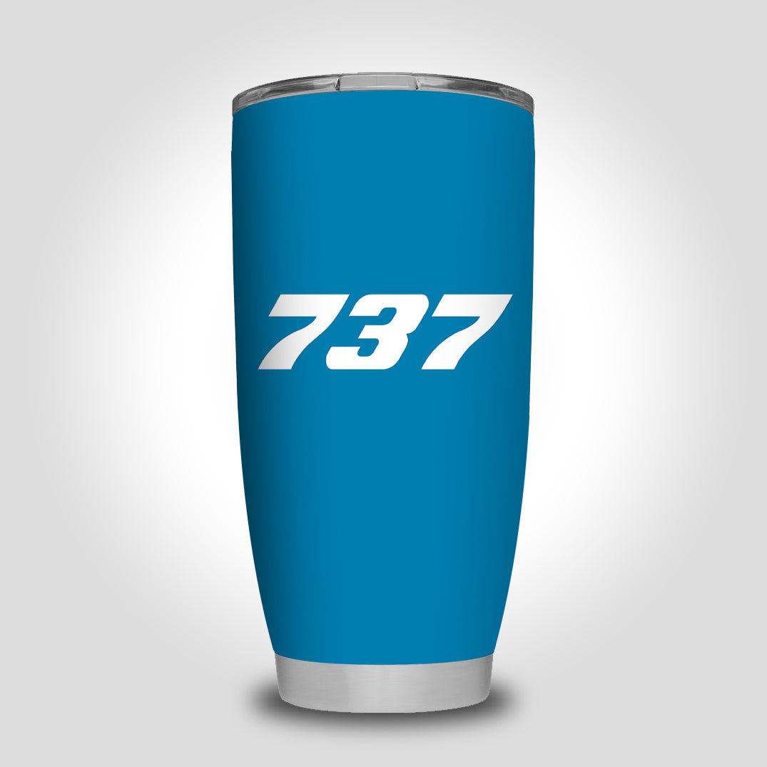 737 Flat Text Designed Tumbler Travel Mugs