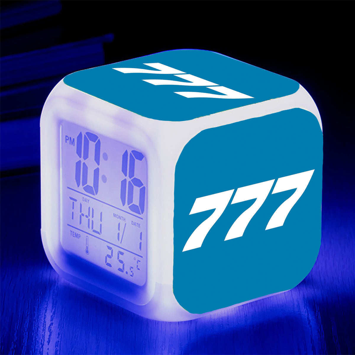 777 Flat Text Designed "7 Colour" Digital Alarm Clock