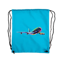 Thumbnail for Multicolor Airplane Designed Drawstring Bags
