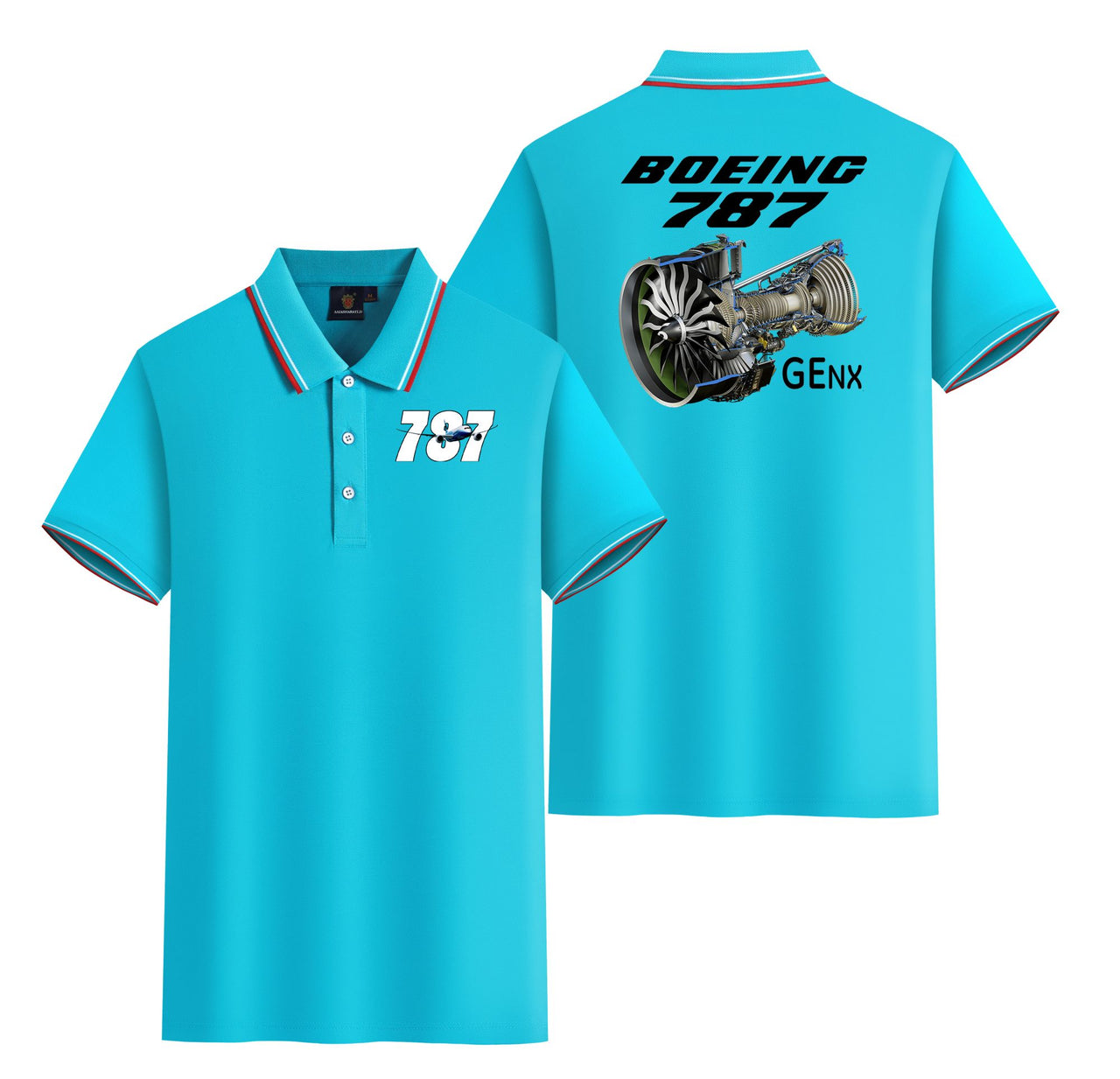 Boeing 787 & GENX Engine Designed Stylish Polo T-Shirts (Double-Side)
