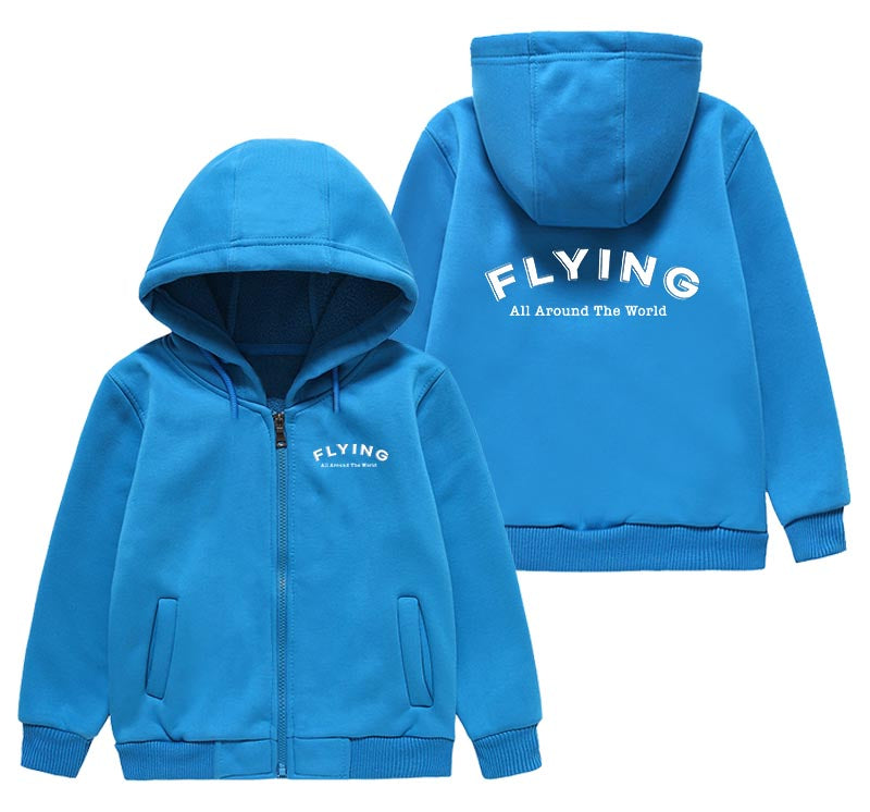 Flying All Around The World Designed "CHILDREN" Zipped Hoodies