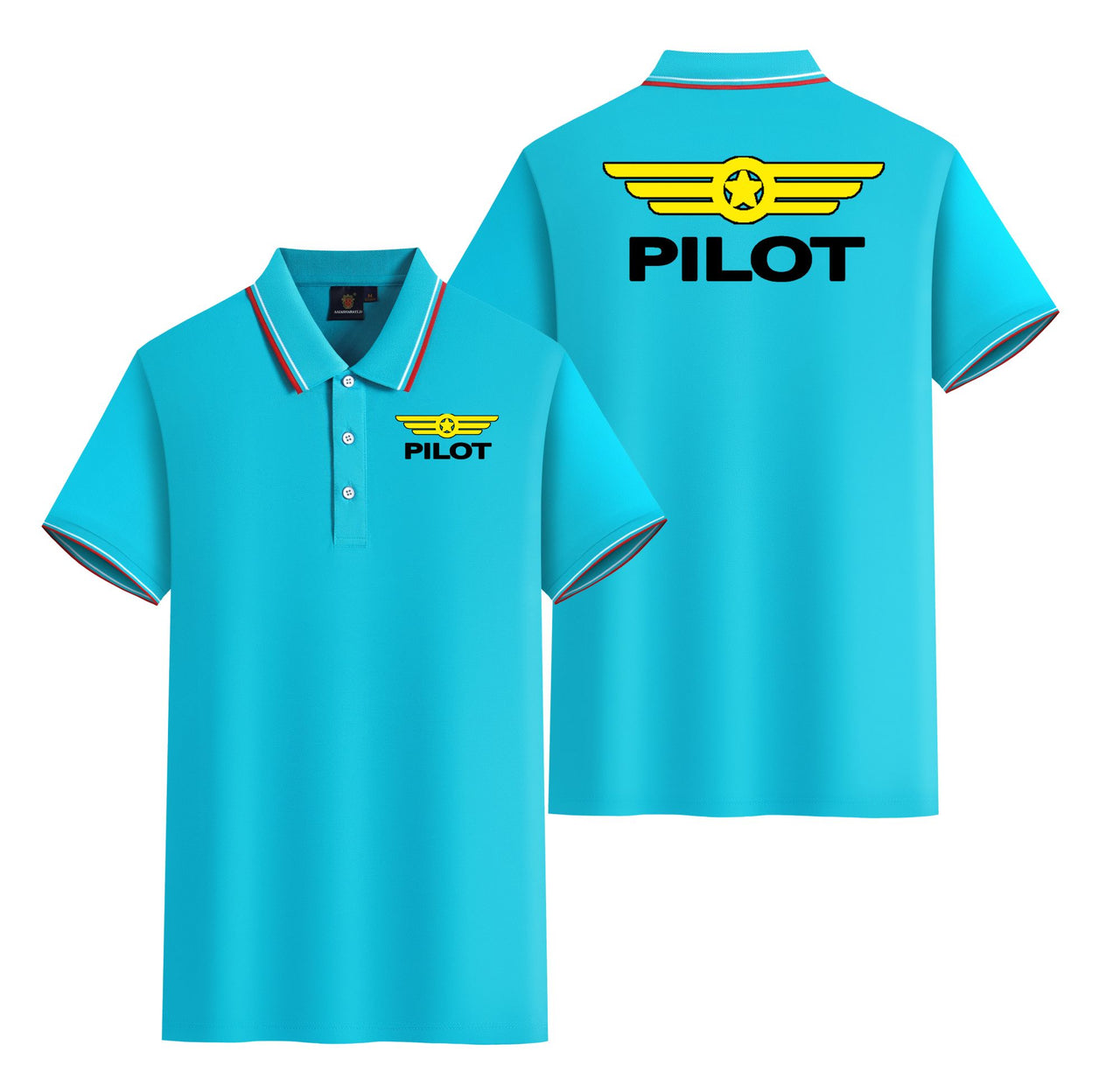 Pilot & Badge Designed Stylish Polo T-Shirts (Double-Side)