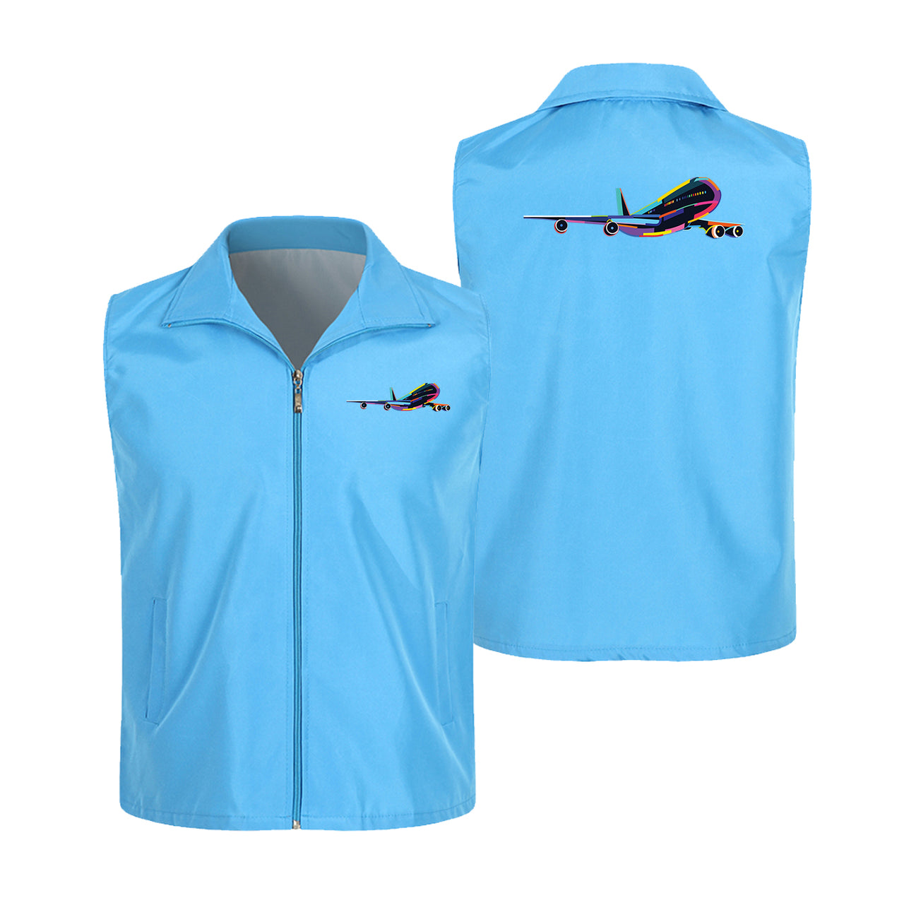 Multicolor Airplane Designed Thin Style Vests