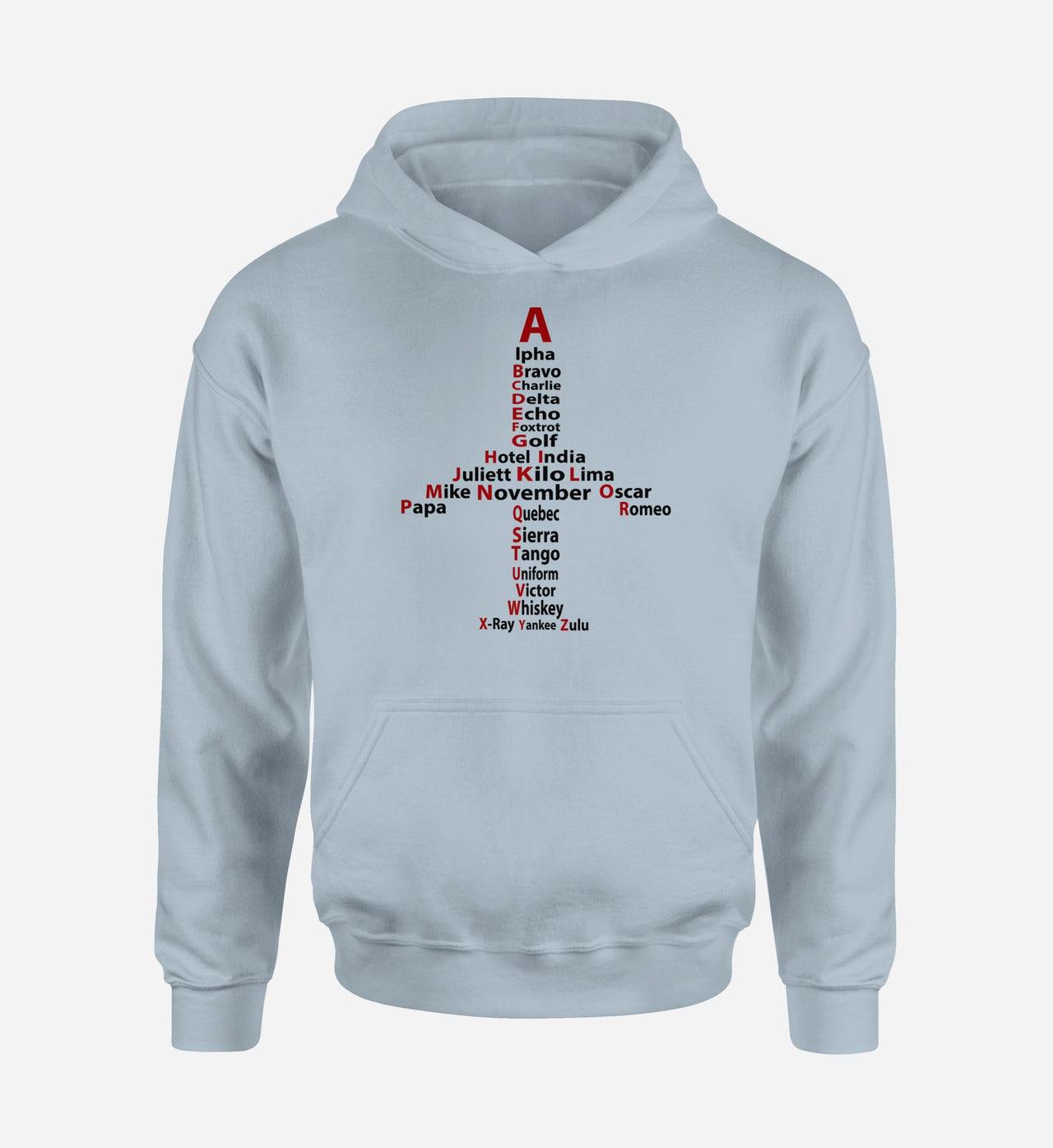 Airplane Shape Aviation Alphabet Designed Hoodies