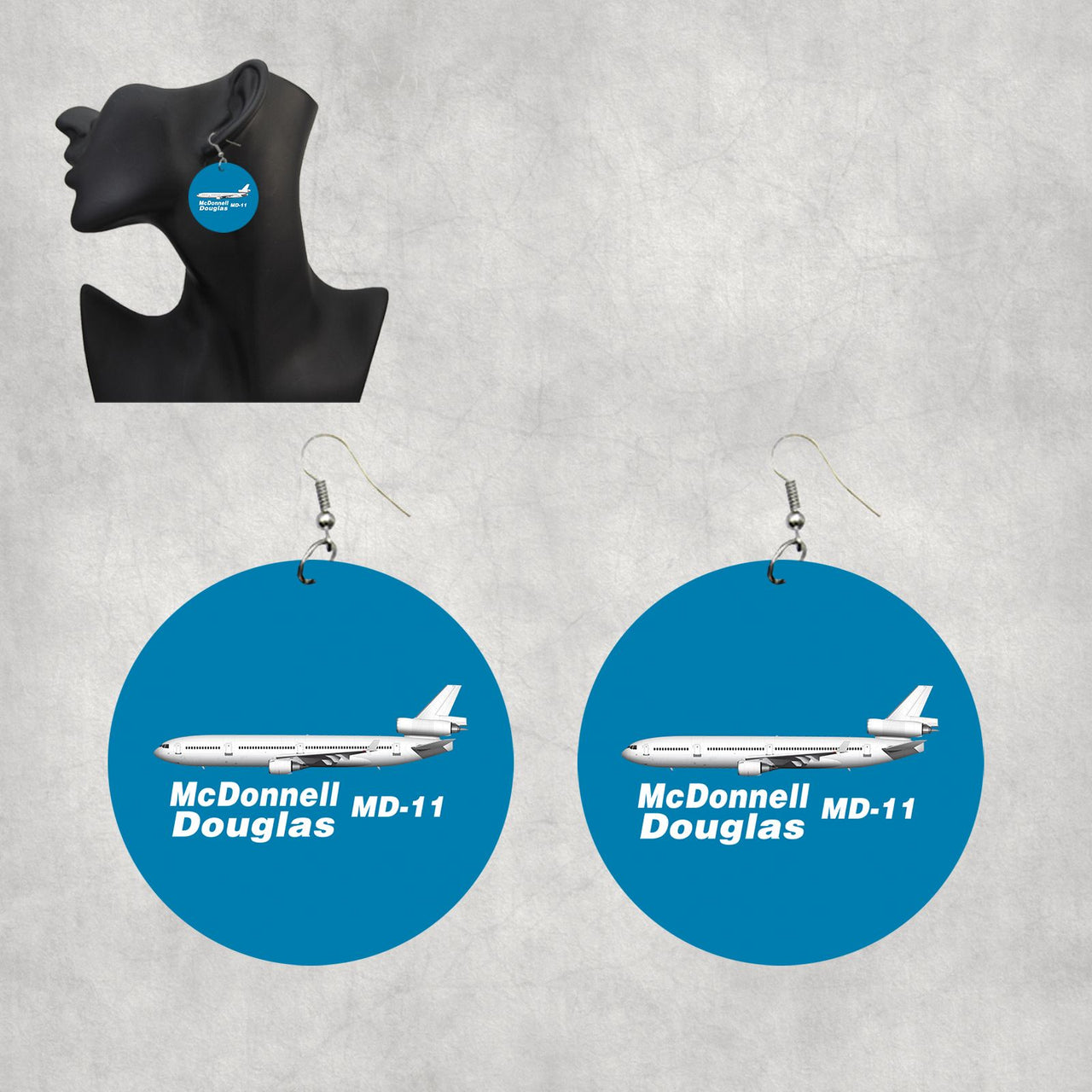 The McDonnell Douglas MD-11 Designed Wooden Drop Earrings