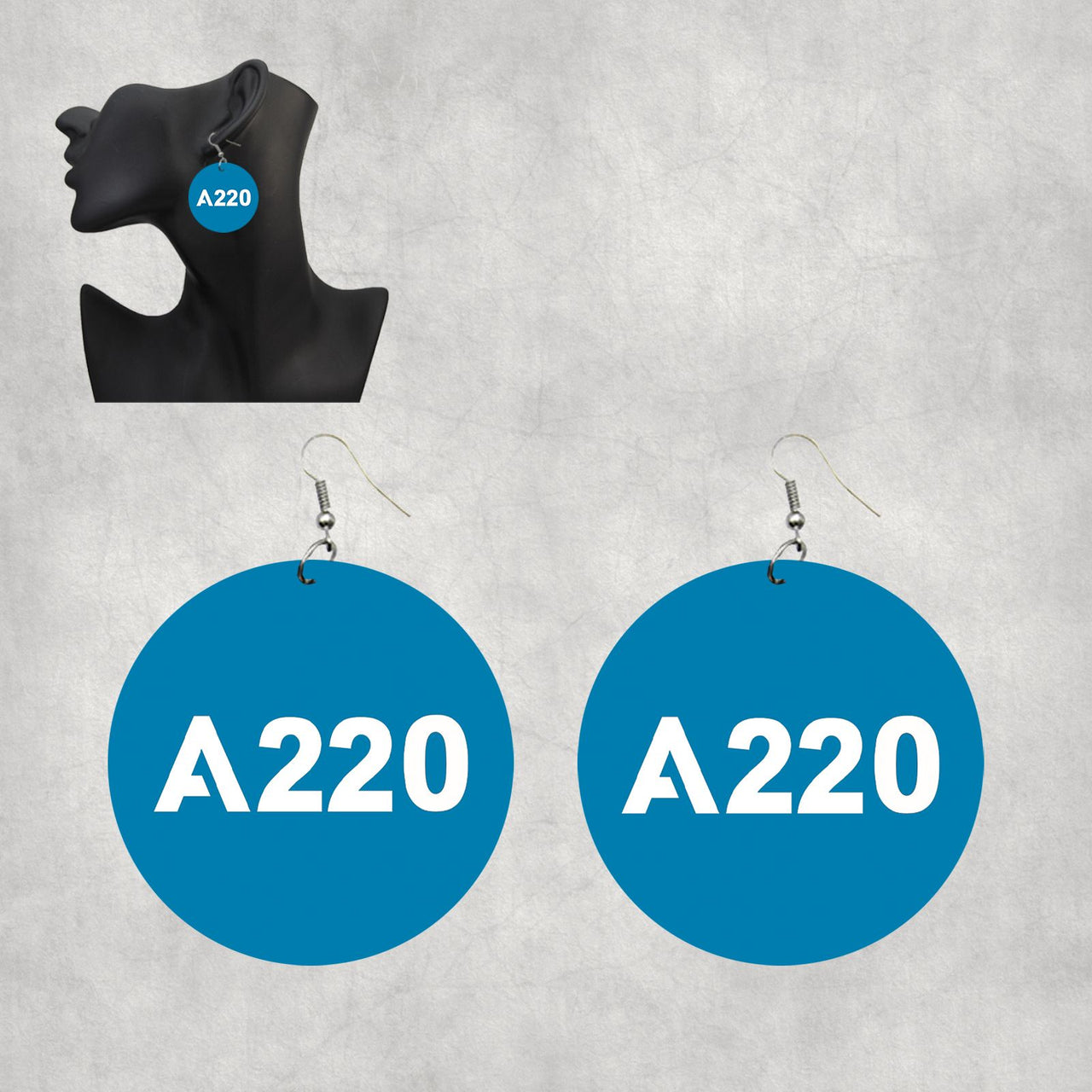 A220 Flat Text Designed Wooden Drop Earrings