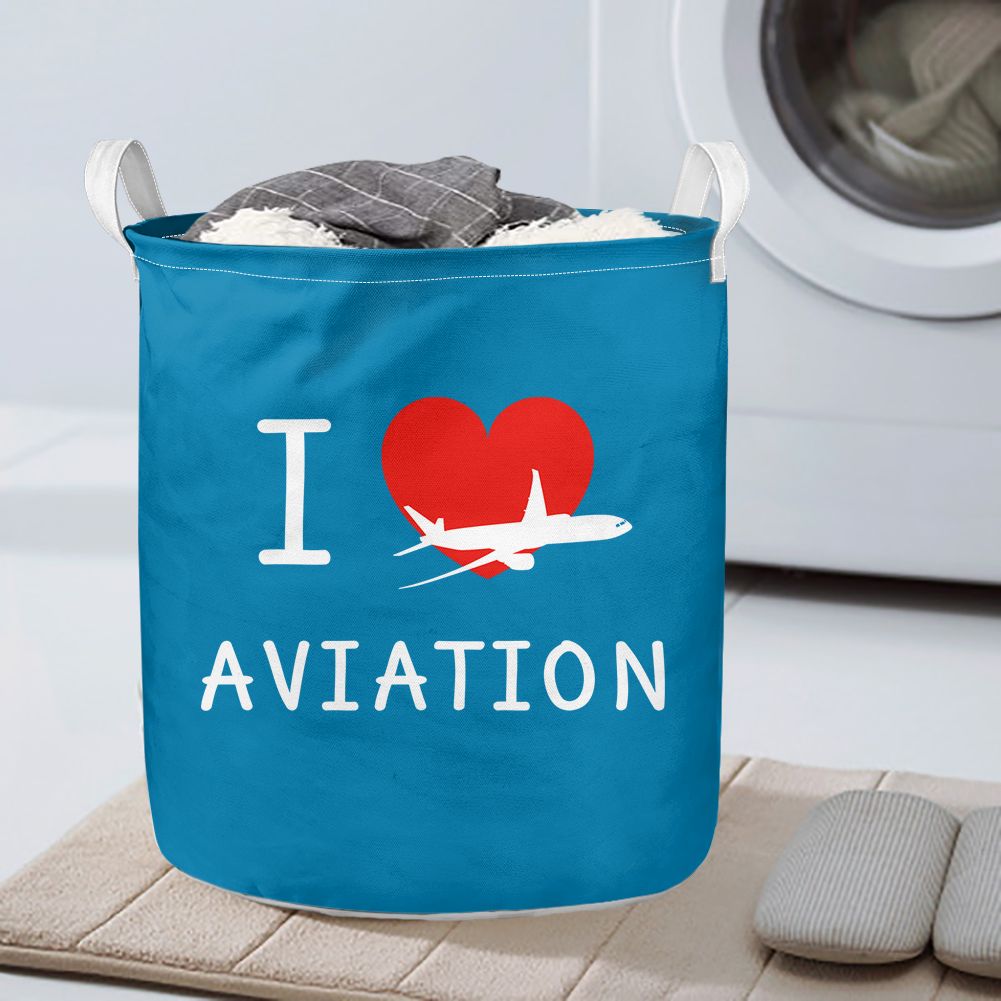 I Love Aviation Designed Laundry Baskets