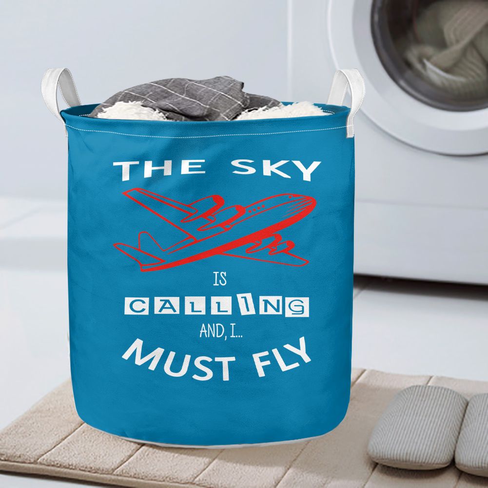 The Sky is Calling and I Must Fly Designed Laundry Baskets