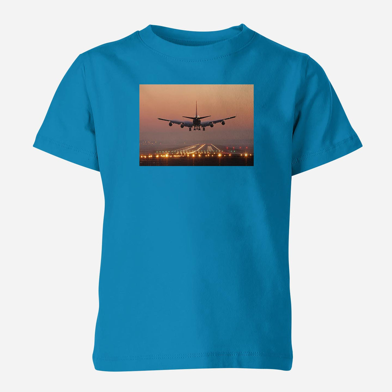 Landing Boeing 747 During Sunset Designed Children T-Shirts