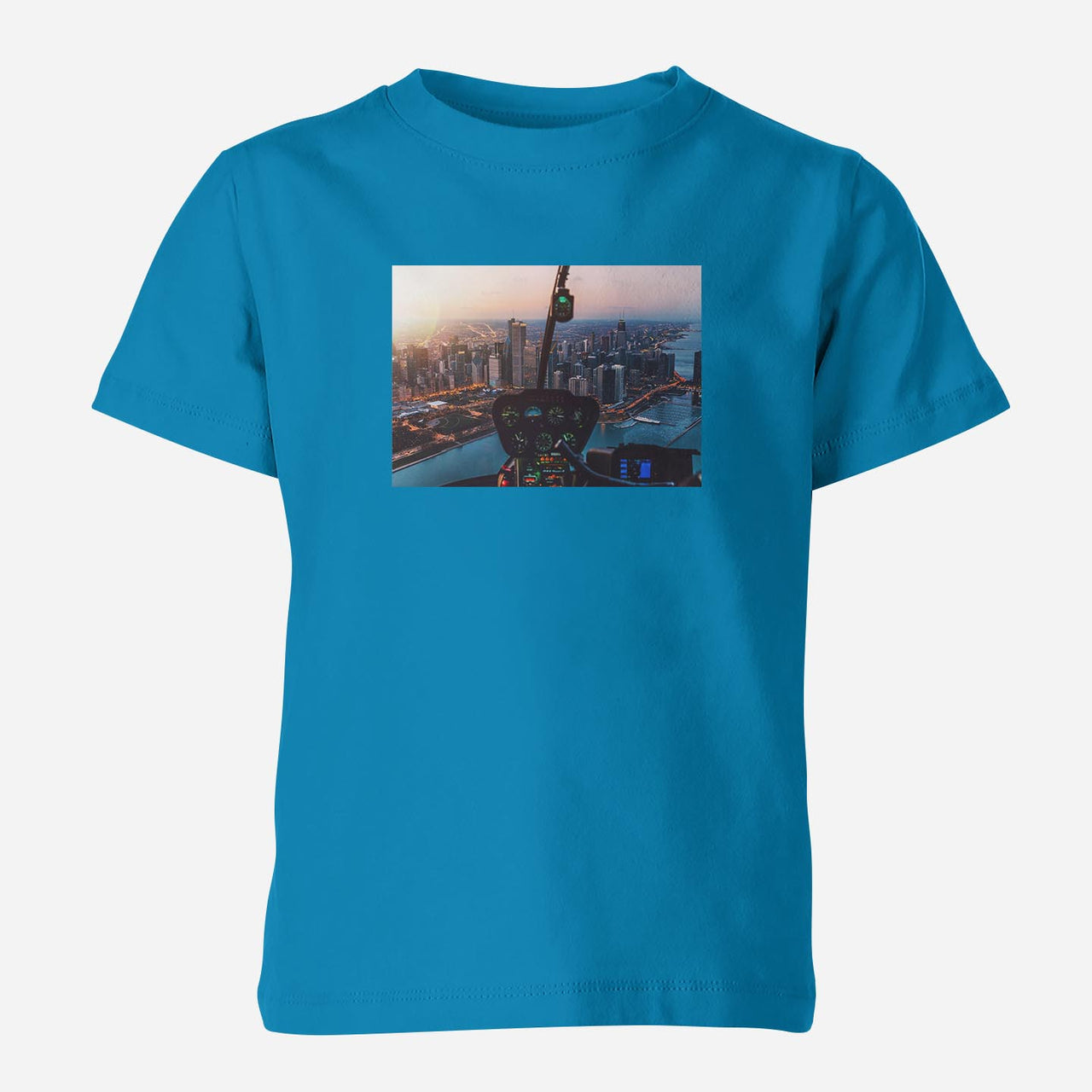 Amazing City View from Helicopter Cockpit Designed Children T-Shirts