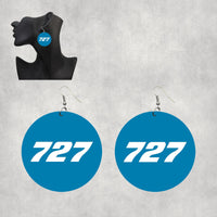Thumbnail for 727 Flat Text Designed Wooden Drop Earrings