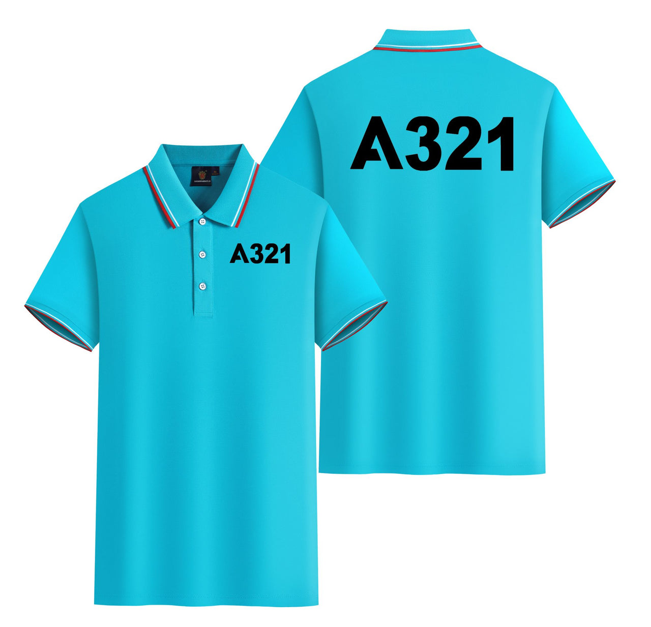 A321 Flat Text Designed Stylish Polo T-Shirts (Double-Side)