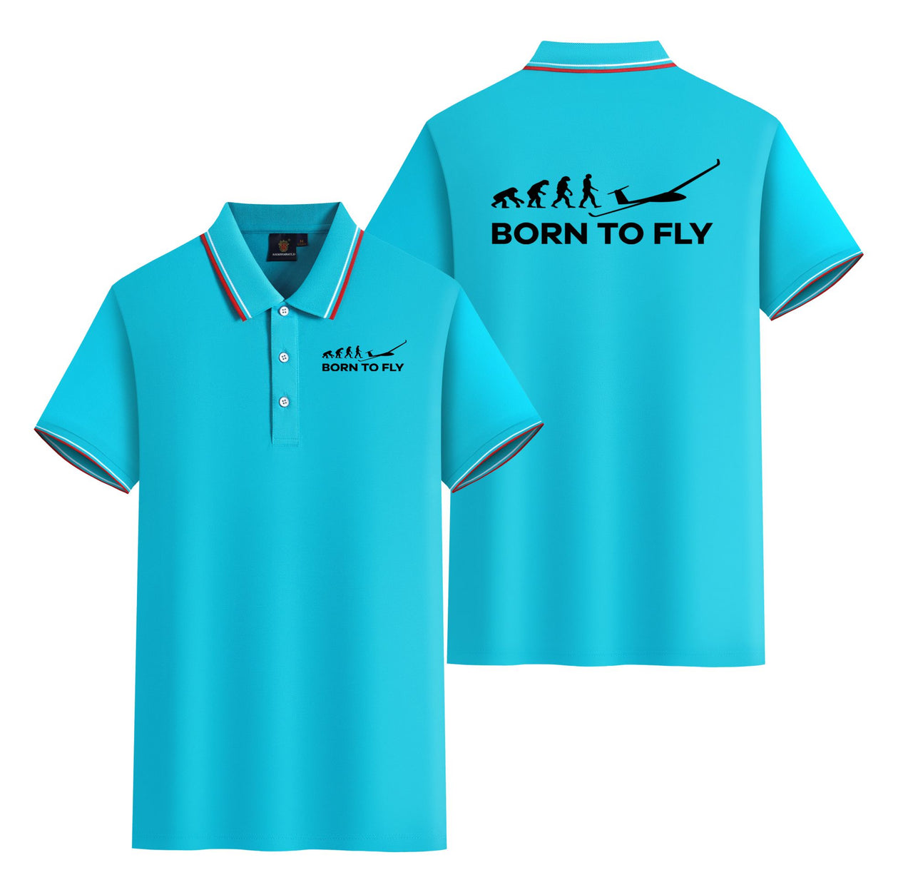 Born To Fly Glider Designed Stylish Polo T-Shirts (Double-Side)