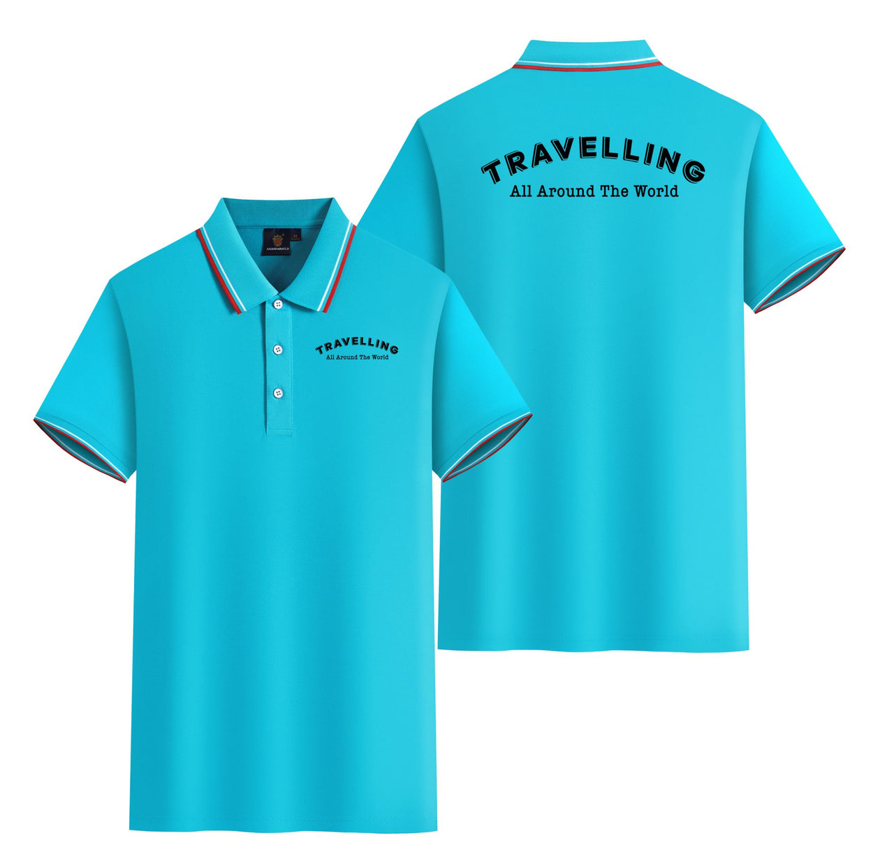 Travelling All Around The World Designed Stylish Polo T-Shirts (Double-Side)
