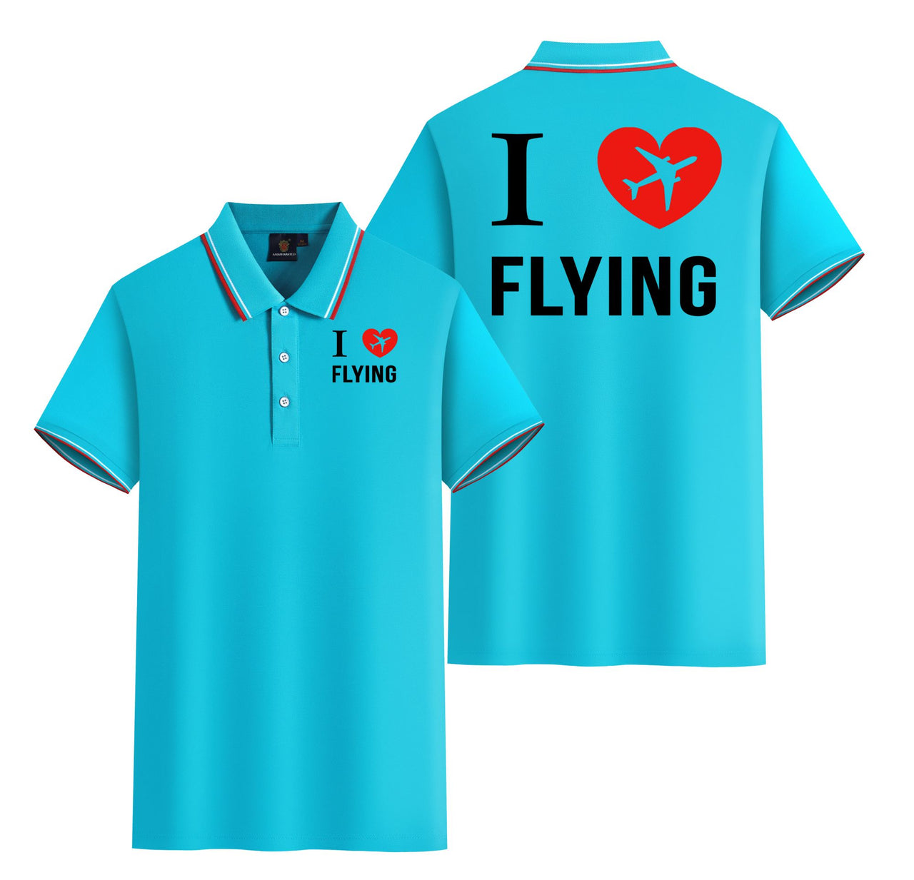 I Love Flying Designed Stylish Polo T-Shirts (Double-Side)