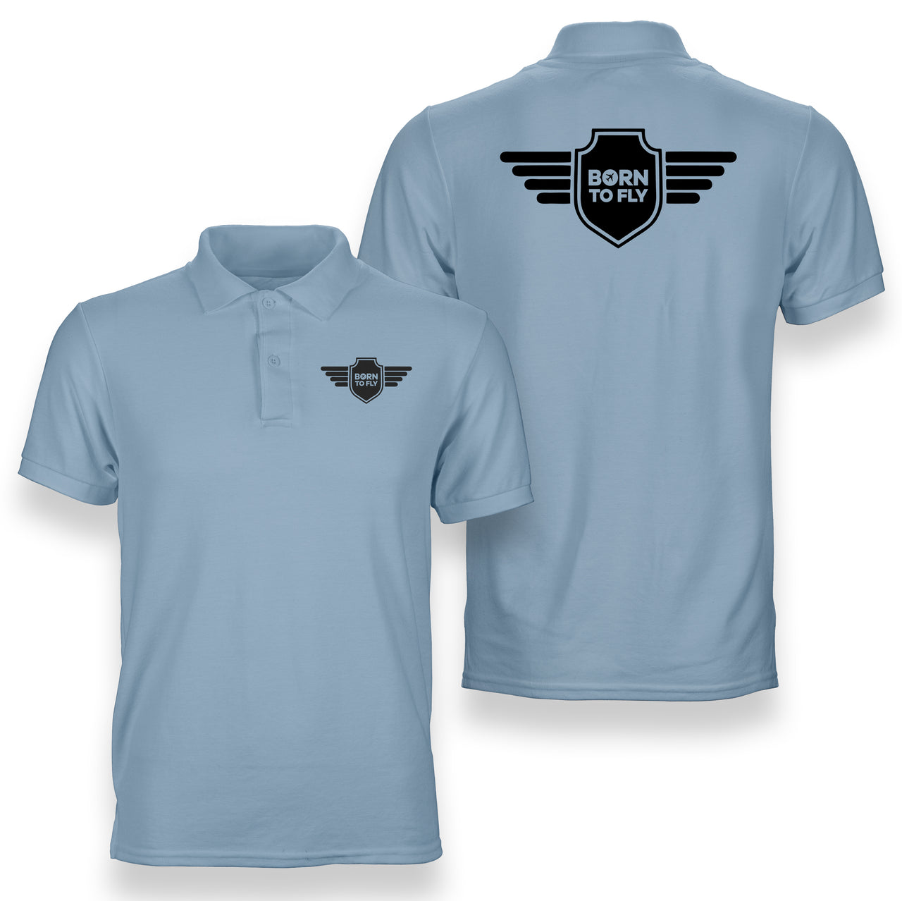 Born To Fly & Badge Designed Double Side Polo T-Shirts