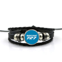 Thumbnail for Boeing 727 & Text Designed Leather Bracelets