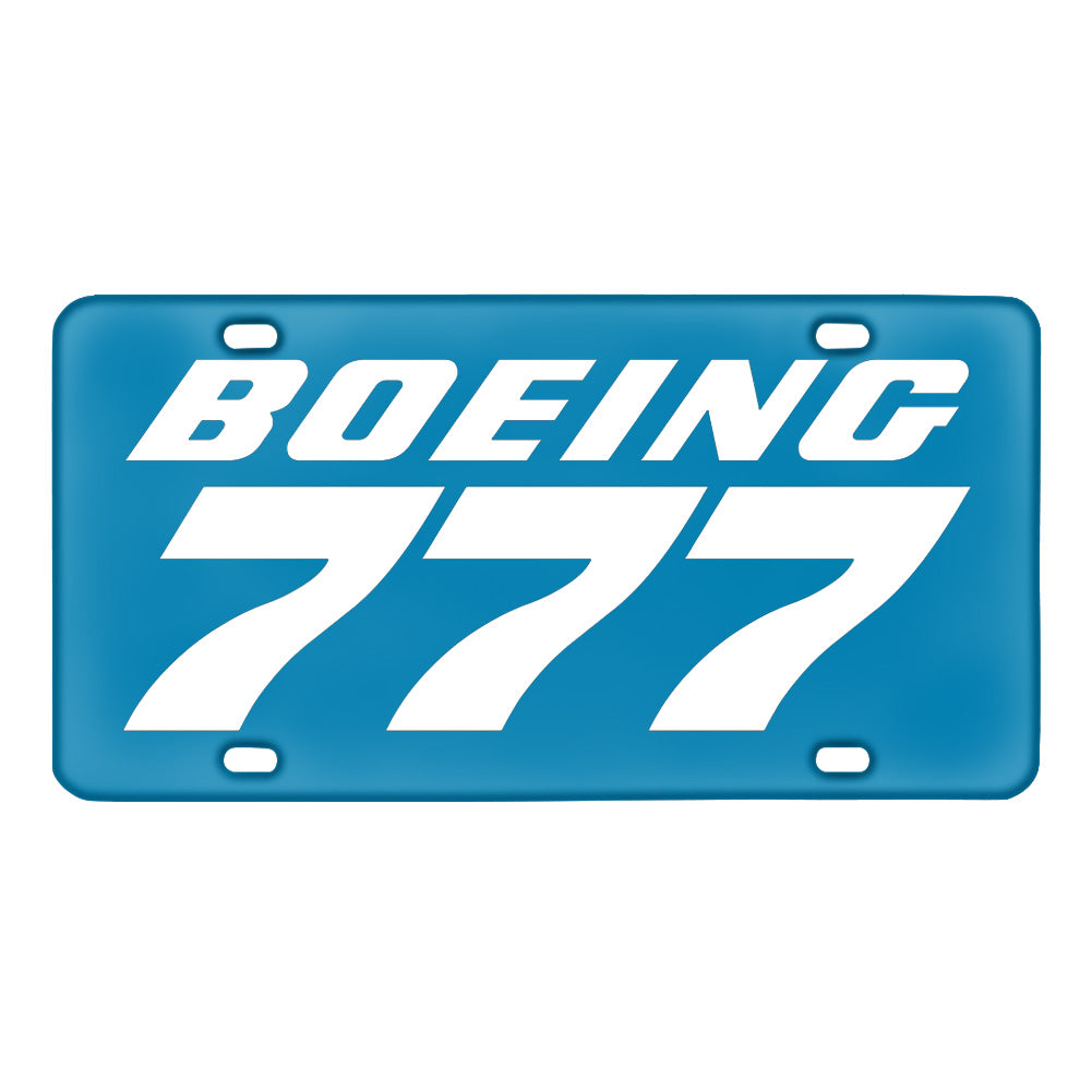 Boeing 777 & Text Designed Metal (License) Plates