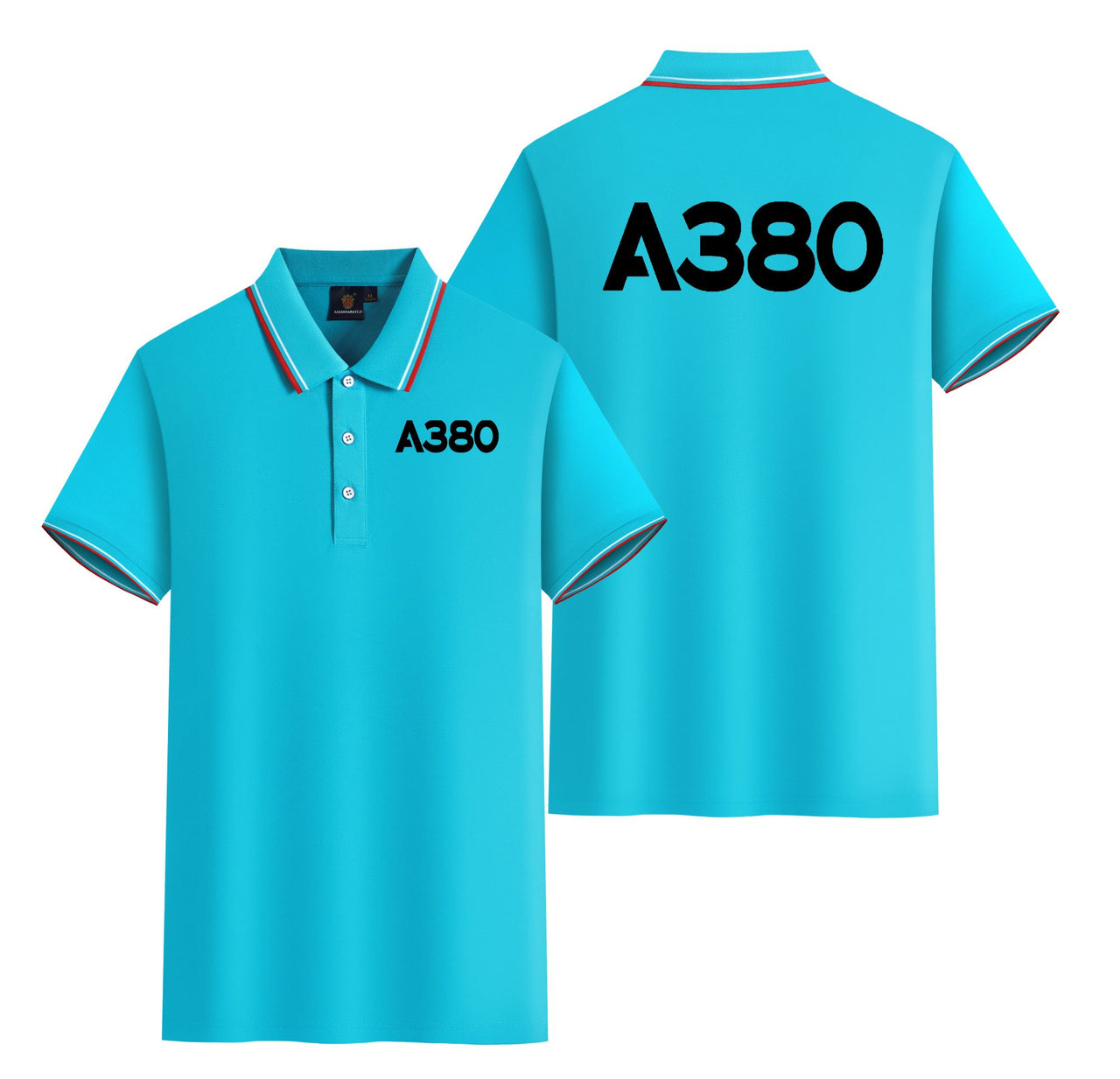 A380 Flat Text Designed Stylish Polo T-Shirts (Double-Side)